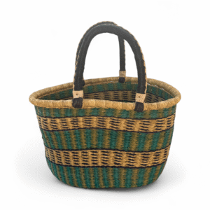 A standalone basket with green as a main color