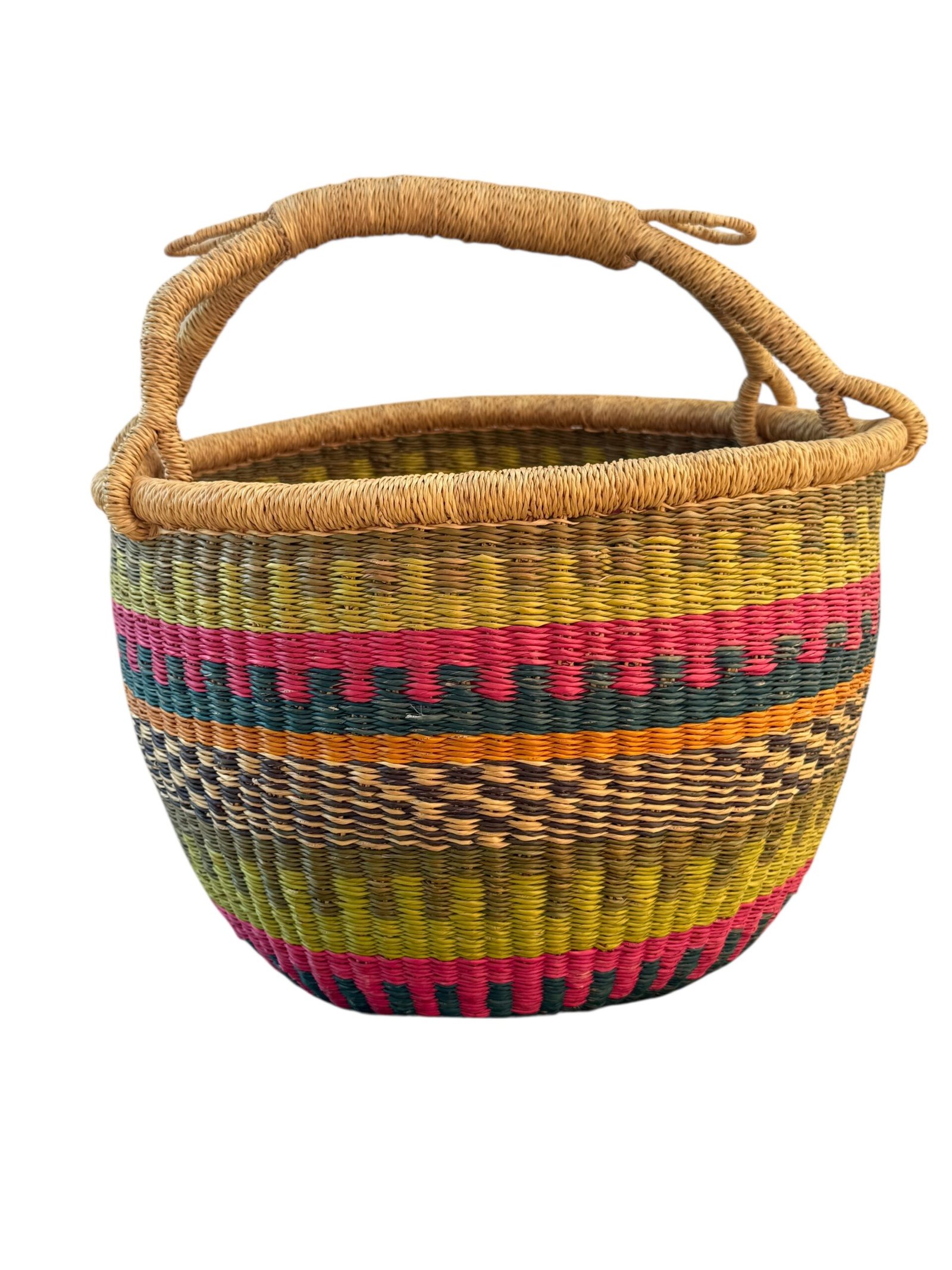 A picture of an all natural round basket