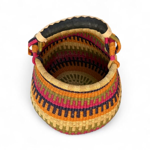 Large colorful basket being seen from the top
