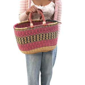 Large pink oval basket